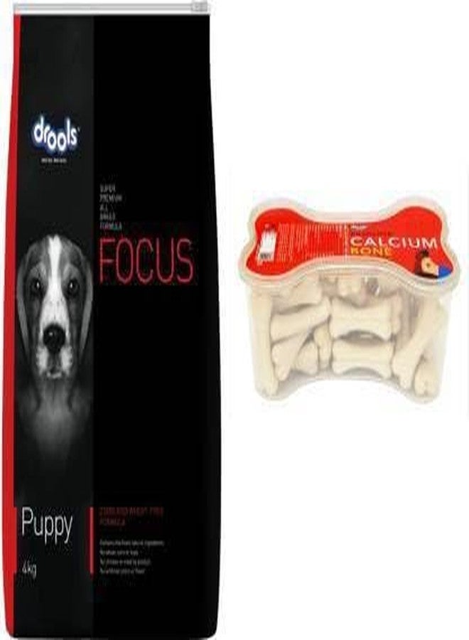 Drools Focus Puppy Super Dog Food, and Drool Calcium Bone Jar Dog Pieces Chicken 4.6 kg (2x2.3 kg) Dry Adult Dog Food - Image 1